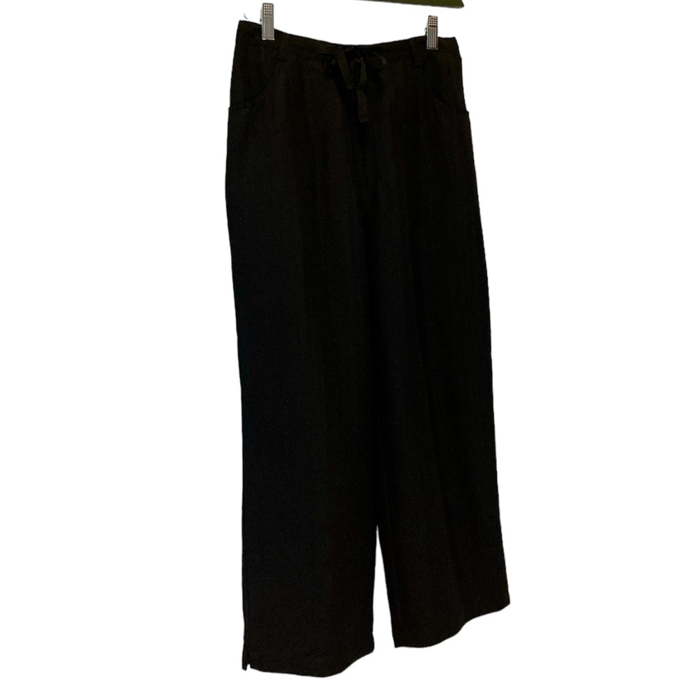 Island Traders Pants Drawstring Front Elastic Back Lagonlook Coastal Black Med